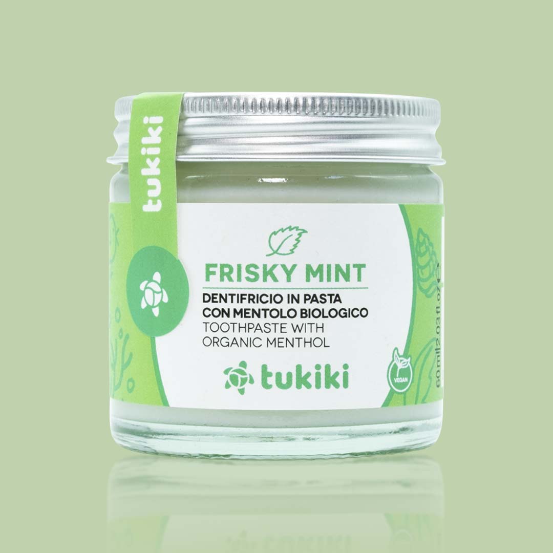dentifricio ecologico alla menta in vasetto di vetro da 60ml